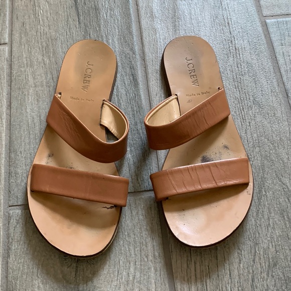 J crew tan sandal slides